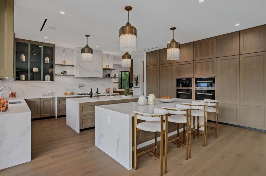 Chef's kitchen with dual oversized islands