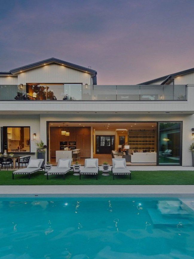 Pool and spa at dusk