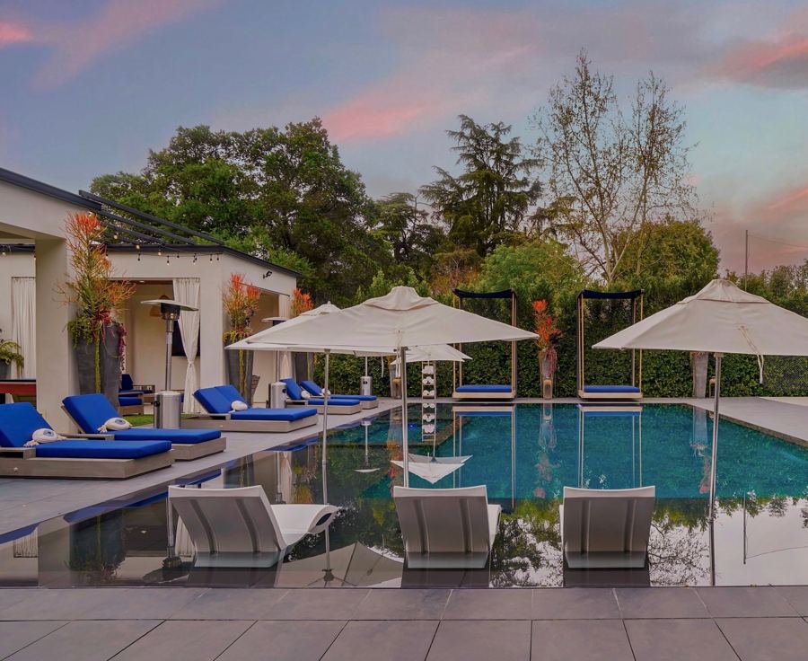 Pool deck at golden hour